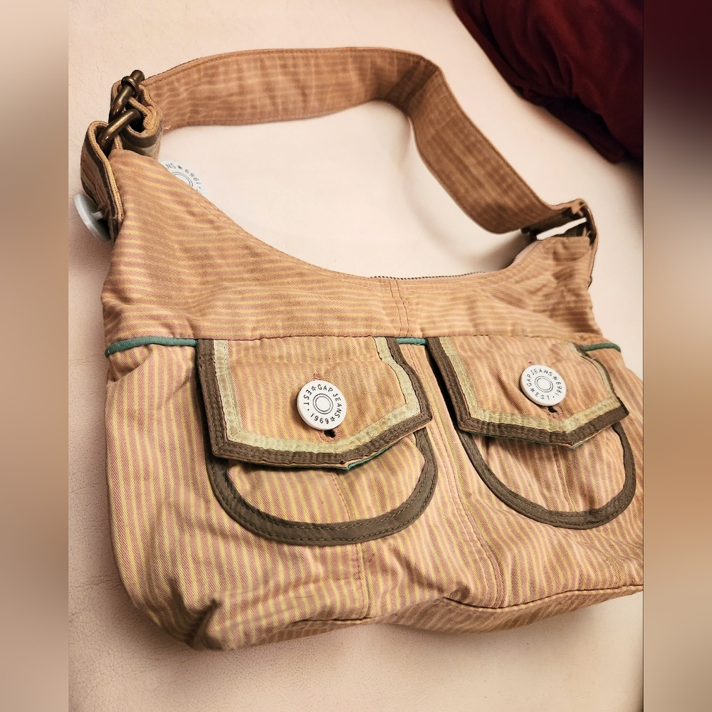 Vintage Gap 1990s pink and yellow stripes soft cotton boho bag. ****SOLD*****